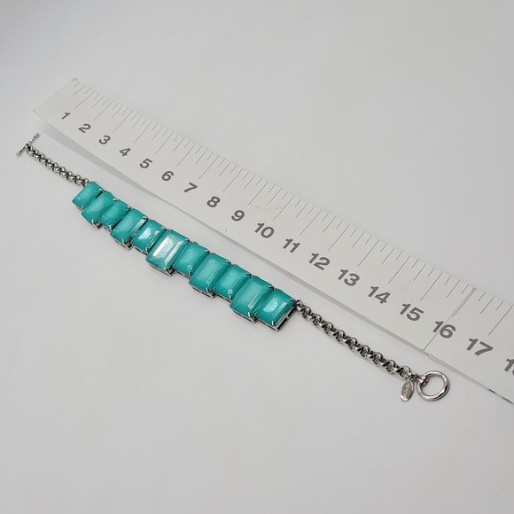 Ann Taylor Silver Aqua Faux Moonstone Bib Necklace - Picture 9 of 16